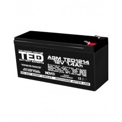 Acumulator AGM VRLA 12V 1,4A dimensiuni 97mm x 47mm x h 50mm F1 TED Battery Expert Holland TED002716 (20)