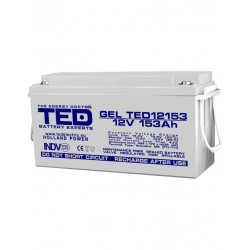 Acumulator 12V GEL Deep Cycle Solar, Dimensiuni 483 x 170 x 240 mm, Baterie 12V 153Ah M8, TED Electric TED003515