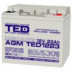 Acumulator 12V High Rate, Dimensiuni 181 x 76 x 167 mm, Baterie 12V 23Ah F3, TED Electric TED003348
