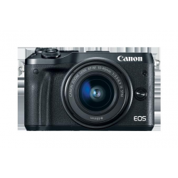 Camera foto Canon EOS M6 EF-M 15-45mm, 24.2Mpx, obiectiv EF-M 15- 45mm f / 3.5-6.3 IS STM, stabilizator imagine, autofocus cu 49 puncte de focalizare, ISO 100-25600, manual/auto focus, display LCD retractabil, flash incorporat,  face detection + traking, 