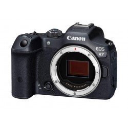 Camera foto Canon Mirrorless EOS R7 body, Black, sensor APS-C 32.5 MP,rezolutie sensor imagine: CMOS, 22,3 x 14,8 mm, Raport de aspect: 3:2, sistem curatare integrat, Procesor imagine Digic X, Montură obiectiv: RF, Distanţă focală: 1.6 X,  Focalizare: Dua