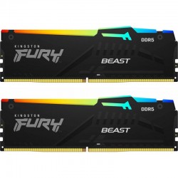 Memorie RAM Kingston FURY Beast RGB, DIMM, 32GB (2x16GB) DDR5, CL38, 4800MHz