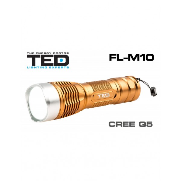 Lanterna Metalica Ted Electric Led Cree 10w Include 1 Acumulator 18650 Li-ion Incarcator De Retea Si Auto Fl-m10ted - ShopTei.ro