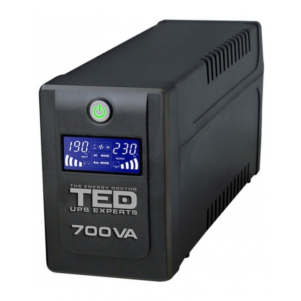 Ups Ted Electric 700va / 400w Line Interactive Cu 2 Iesiri Schuko Si Display Lcd - ShopTei.ro